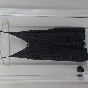 American eagle black with white polka dot romber tie up in the front